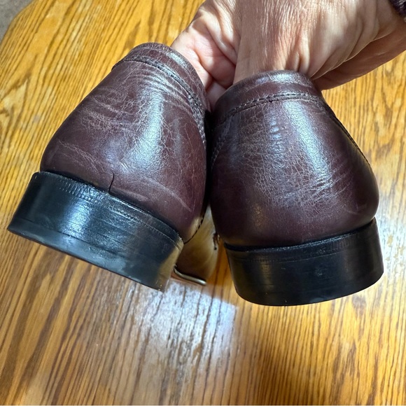 GH Bass & CO Brown/Burgundy Loafers Tassel Buckle Strap 10M All Leather - Picture 9 of 11